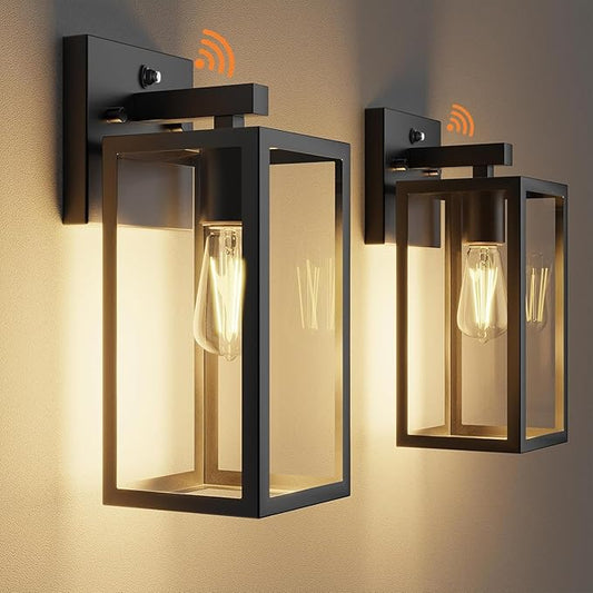 Kalium Dusk to Dawn Porch Outdoor Light, 2 Pack Wall Light Fixtures Waterproof Exterior Wall Sconce Light Fixture with E26 Base for Patio Entryway Hallway (Bulb not Included)