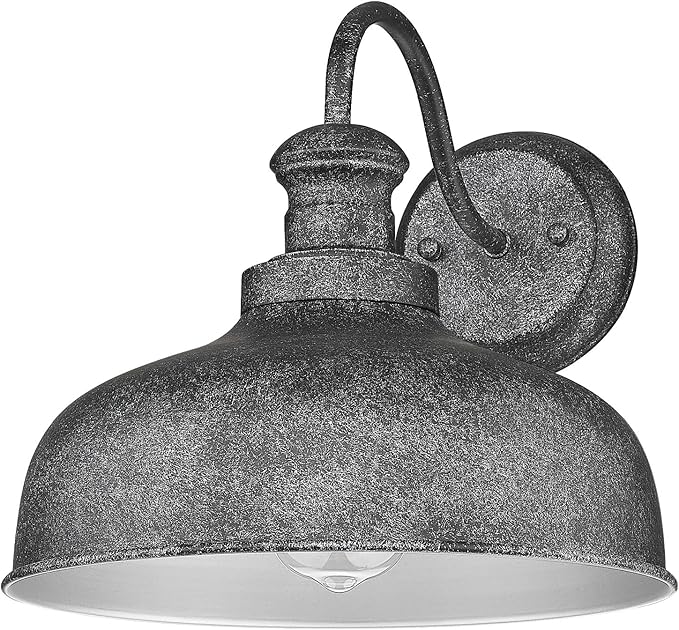 Outdoor Wall Light Fixture, Farmhouse Barn Light, Farmhouse Weatherproof Exterior Wall Sconce, Anti-Rust Outside Lantern Lamp for Porch, Patio, Garage (Antique Silver, Regular-1Pack)