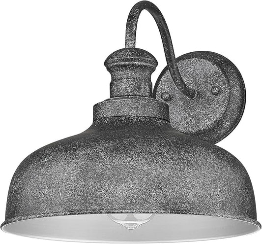 Outdoor Wall Light Fixture, Farmhouse Barn Light, Farmhouse Weatherproof Exterior Wall Sconce, Anti-Rust Outside Lantern Lamp for Porch, Patio, Garage (Antique Silver, Regular-1Pack)
