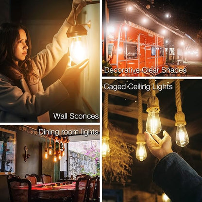 DAYBETTER 6 Pack Vintage LED Edison Bulbs, E26 Dimmable LED Bulb, 60 watt Equivalent, ST58 Antique Filament Light Bulbs with Warm White 2700K, Brightness 8W, 800LM, 80+ CRI, Clear Glass