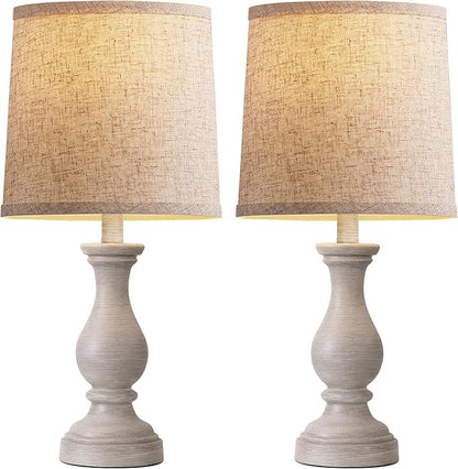 Seealle Farmhouse Table Lamps Set of 2 - Rustic Bedroom Lamps for Living Room, 22" Boho Bedside Lamp for Night Stands End Table Office Desk Lamp Nightstand Clearance Decorating with Linen Shades