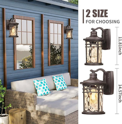 Darkaway Outdoor Wall Light Fixture,Outside Porch Lights Wall Mounted Amber Ripple Glass Exterior Waterproof Wall Sconce Lighting for House Front Door Garage Patio