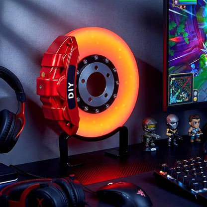 WILLBOND Gifts for Car Guys - Brake Disc LED Rechargeable Night Light Ambient Lamp with Touch Switch - Car Lovers Enthusiast Mechanic Valentines Gift for Him - Patent Pending(Red - Orange Yellow)