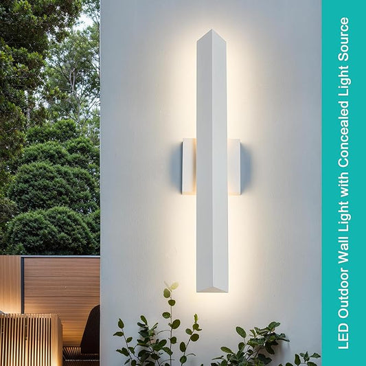 21.9IN LED Outdoor Aluminum Wall Lights,20W Dimmable, IP65 Waterproof, Modern Textured White Indoor & Exterior Lighting Fixtures, Long Exterior Wall Lights for Garage, Front Door