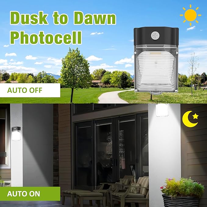 YXL 2PACK 30W 3600LM LED Wall Pack Lights with Dusk to Dawn Photocell, AC100-277V 5000K Wall Pack Lights Outdoor Led, IP65 Waterproof, ETL Listed, for Porch Garden Garage Warehouse Security Lighting