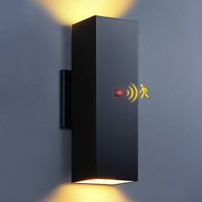 KIZON Motion Sensor Outdoor Lights, Modern Outdoor Sconce Light Wall Mount, Black Motion Detector Lights for Outside, Aluminum Up and Down Light for House Porch Front Door