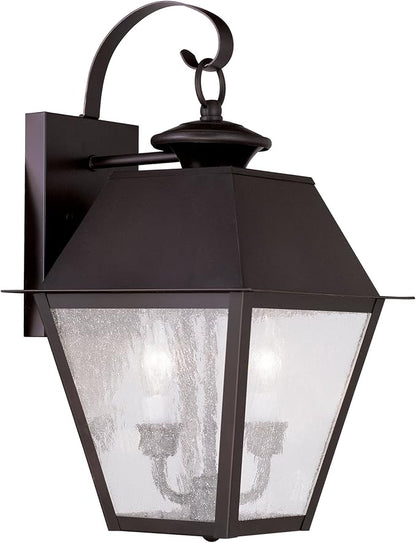 Livex Lighting 2165-07 Mansfield 2-Light Outdoor Wall Lantern, Bronze