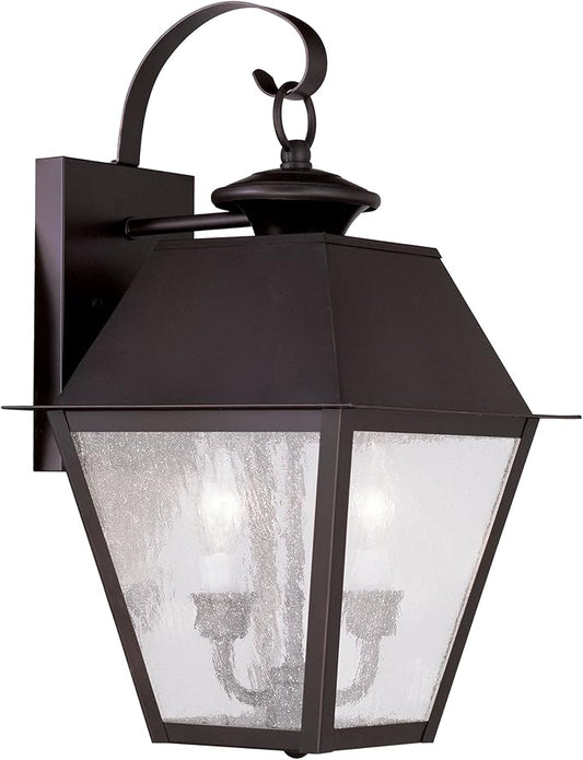 Livex Lighting 2165-07 Mansfield 2-Light Outdoor Wall Lantern, Bronze