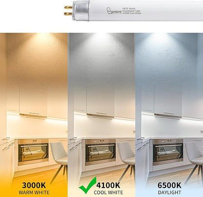 8 Pack 12 Inch F8T5/CW Fluorescent Light Bulb, 4100K Cool White, T5 8 Watts Fluorescent Replacement Bulb for Counter and Cabinet Fixture, G5 Base