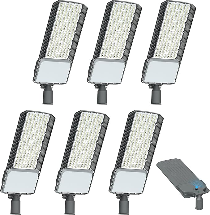 LED Parking Lot Light 300W, 60000LM Dusk to Dawn Street Area Lighting, 6000K IP65 Waterproof Commercial Lights for Parking Lot,10 Years Lifespan for Parking Gym, Driveways, 6 Pack