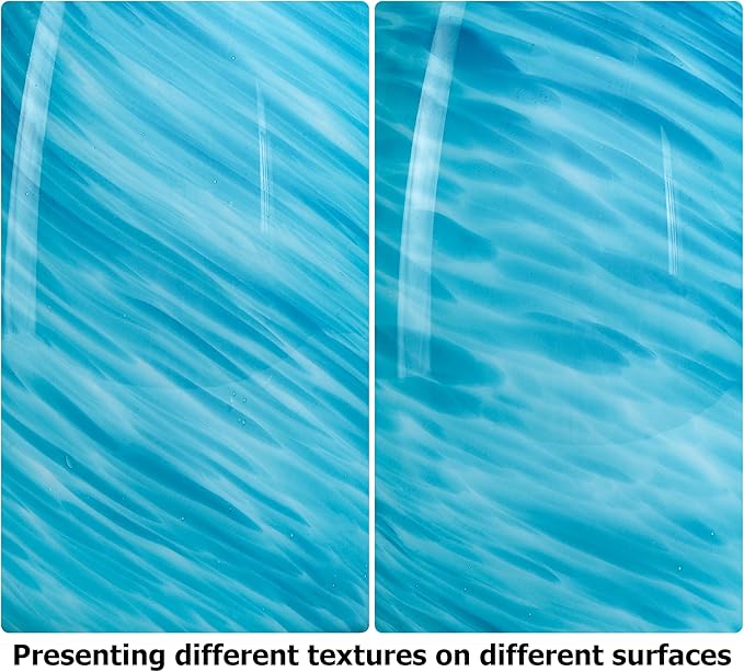 GO&SO 2 Pack Blue Pendant Light Shade Replacement,Hand-Blown Fluid Flow Texture, 7.8"H Oval Fixture,1.57" Fitter, E26 Base, for Hanging Light Fixtures & Mini Chandelier & Pendant Lights Kitchen Island