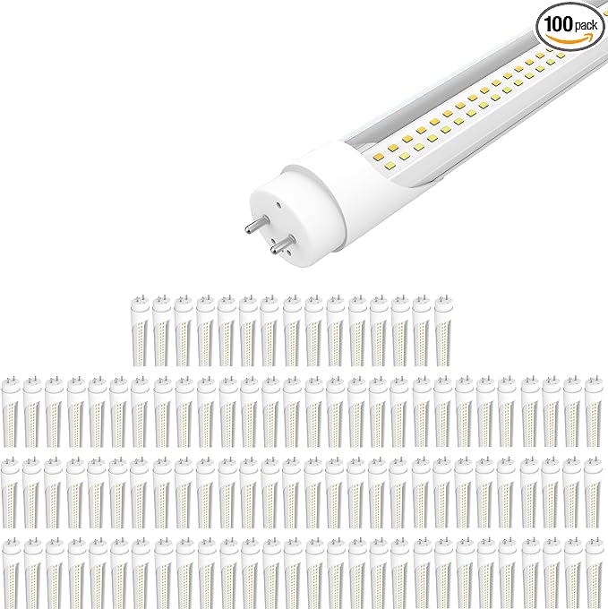 LEDMyplace LED Tube Lights - 4FT T8 LED Ballast Bypass Light Tube, 22W, 2860 Lumens, 6500K Daylight White - Clear Lens, Single/Double End Powered, Dimmable, Replacement for Fluorescent Tubes(100-pack)