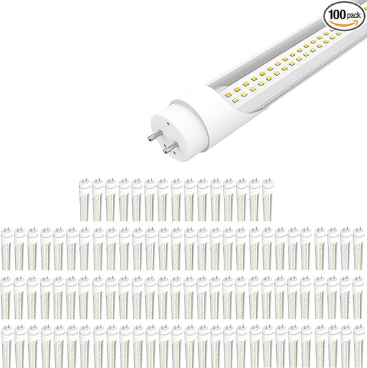 LEDMyplace LED Tube Lights - 4FT T8 LED Ballast Bypass Light Tube, 22W, 2860 Lumens, 6500K Daylight White - Clear Lens, Single/Double End Powered, Dimmable, Replacement for Fluorescent Tubes(100-pack)