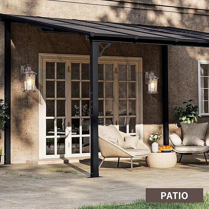 Darkaway Outdoor Wall Light Fixture,Outside Porch Lights Wall Mounted Water Ripple Glass Exterior Waterproof Lantern Modern Wall Sconce Lighting for Front Door Yard Patio