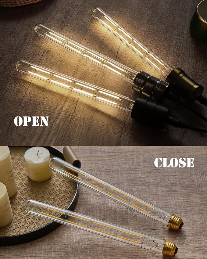 E26 Tubular Light Bulb,Dimmable Long Led Bulbs 10W,4000K Daylight,Equal 100 Watt Led Edison Tube Bulb,11.8in,T10 Clear Glass Cover,6Pack.