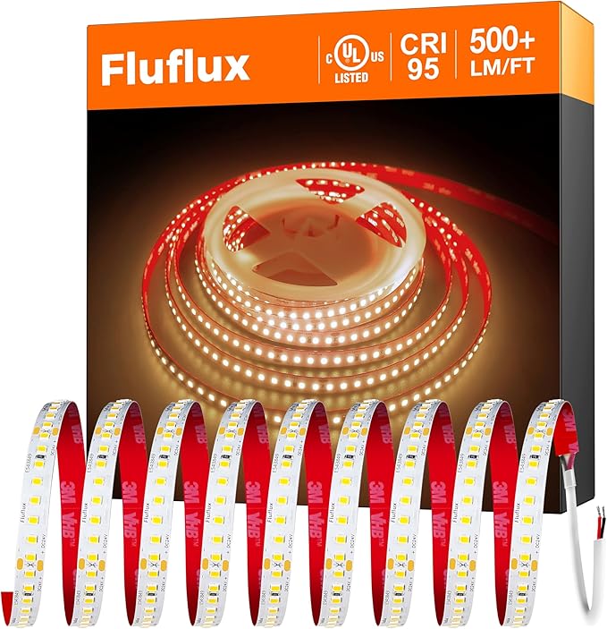 24V 2835 LED Strip Lights 3000K, 500+LM/FT, 16.4FT, UL Listed, CRI95, High Density 160LEDs/m Tape Light, Cuttable, Dimmable, VHB Equipped, for Pros, Rooms, Offices, Theaters (NO Power Supply)