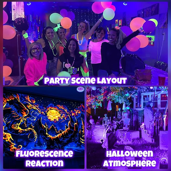 White Casing Black Light Bulbs, Blacklight Bulb 6 Packs, 120W Equivalent, E26 BR30 LED Black Light Bulb 385-400nm for Halloween Christmas Decor, Body Paint, Glow Party, Fluorescent Poster