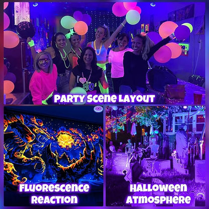 White Casing Black Light Bulbs, Blacklight Bulb 6 Packs, 120W Equivalent, E26 BR30 LED Black Light Bulb 385-400nm for Halloween Christmas Decor, Body Paint, Glow Party, Fluorescent Poster