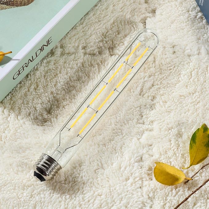 Leools T10 Led Bulb,8W Dimmable Edison Led Tubular Bulb T10/T30,8.9 Inch Long Tubular Light Bulb,800LM,75 Watt Equivalent, Soft White 3000K,E26 Base,4-Pack.