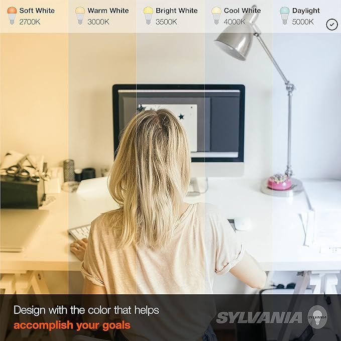 Sylvania LED Flood BR30 Light Bulb, 65W=8W, 10 Year, Medium Base, 650 Lumens, Dimmable, 5000K, Daylight - 2 Pack (73956)
