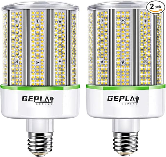 GEPLAD 1500 Watt Replacement LED Corn Bulb, 150 Watt E39 Mogul Base, 23,700 Lumens, 5000K Daylight, (Not Dimmable) 2-Pack