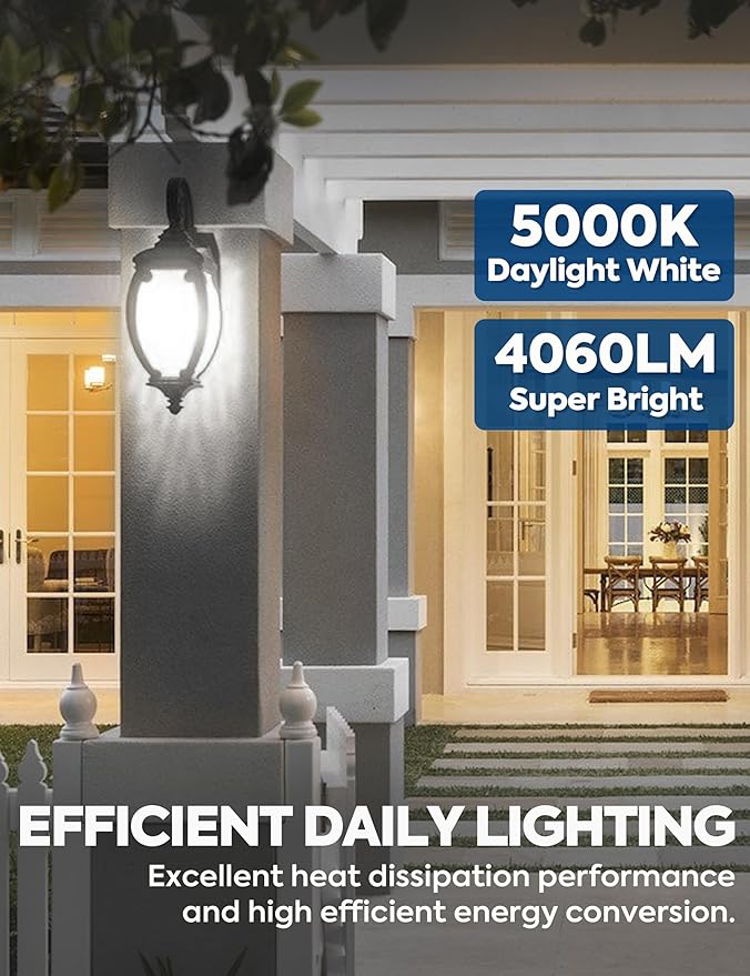 300W Equivalent LED Light Bulb, 4060LM Super Bright A23 LED Bulb, Daylight 5000K, 33W Energy Saving, E26 Medium Base, 120V for Garage, Warehouse, Shop, Supermarket, Non-Dimmable, 4 Pack
