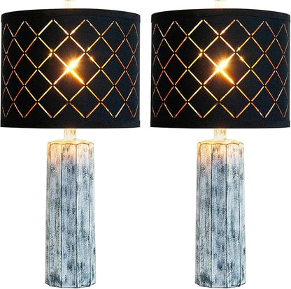 RORIANO 24'' Table Lamps Set of 2 for Bedroom Living Room, Traditional Resin Farmhouse Vintage Nightstand Bedside Lamps, 2 Bulbs Included (Wash Blue)