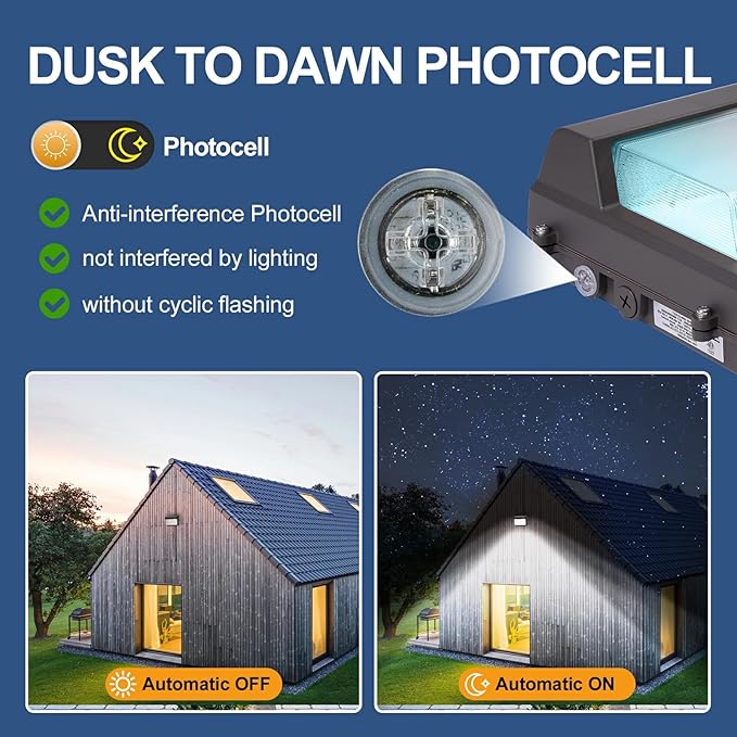 120W LED Wall Pack Light with Photocell 4Pack, 4000/5000/6500K 3CCT, 80/100/120W Selectable, Commercial Wall Pack Lights Outdoor LED Wall Lights for Building Parking Lot Yard, 100-277V, ETL Listed