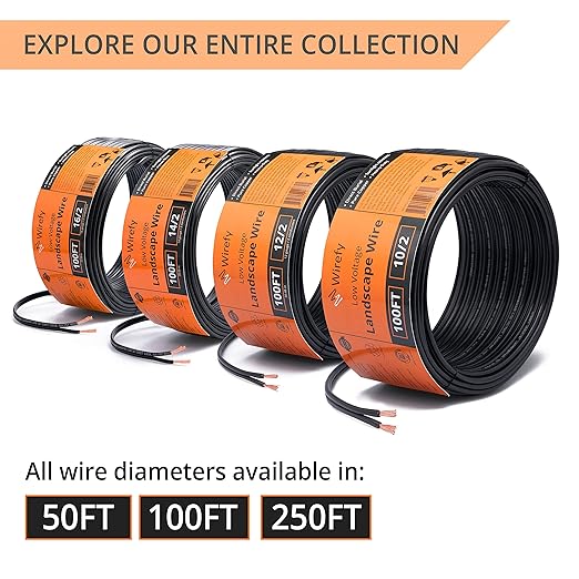 Wirefy 16/2 Low Voltage Landscape Wire 50 ft | Low Voltage Landscape Lighting Wire | Pure Copper | Outdoor Direct Burial | 16-Gauge 2-Conductor 50 Feet | UL Listed