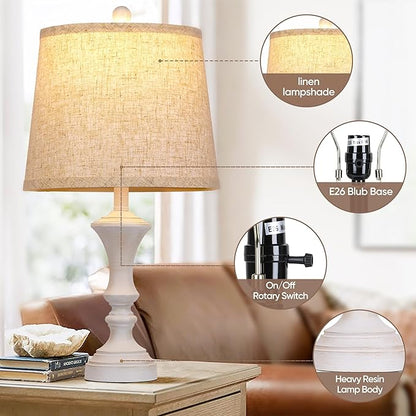 Retro Table Lamps Set of 2 Nightstand Lamp for Bedroom Vintage Rustic Table Lamps for Living Room Traditional Nightstand Bedside Lamps Bulb NOT Included