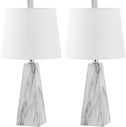 JONATHAN Y JYL1037A-SET2 Owen 20.5" Resin LED Table Lamp Contemporary, Office, Living Room, Family Room, Dining Room, Bedroom, Hallway, Foyer, White Marble Finish (Set of 2)
