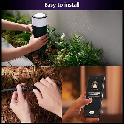 Philips Hue Calla Large Outdoor Pedestal Light (Low-volt), (104 x 402 mm) White & Color Light, Voice Control with Alexa, Apple Home & Google Assistant, Bridge required
