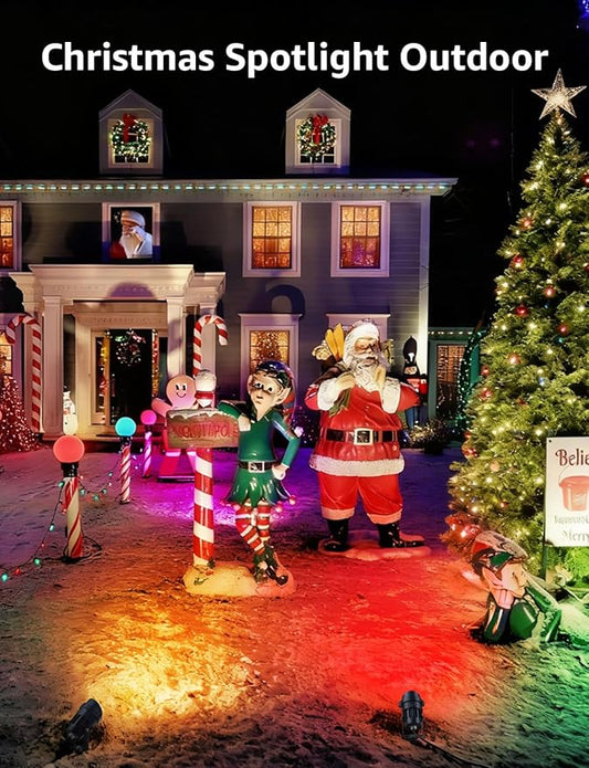 SUNVIE 12W Christmas Low Voltage Landscape Lighting RGB Color Changing LED Landscape Lights Remote Control Waterproof Garden Patio Spotlight Decoration for Outdoor Indoor(10 Pack with Connector)