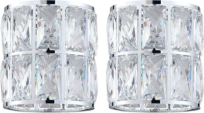 2 Pack Crystal Metal Pendant Ceiling Chandelier Wall Sconce Lamp Replacement Covers Shade Fixture Chrome Finish W5.05"*H5.12"
