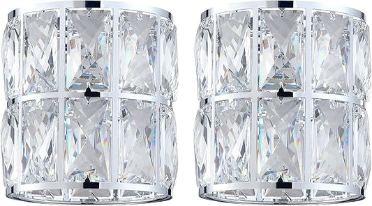 2 Pack Crystal Metal Pendant Ceiling Chandelier Wall Sconce Lamp Replacement Covers Shade Fixture Chrome Finish W5.05"*H5.12"