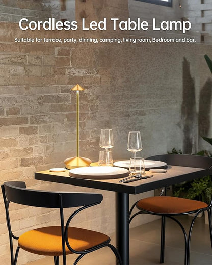 Portable Led Cordless Lamp Table Light 2 Pack, Rechargeable 6000mAh Battery Outdoor Table Lamp for Dinning Restaurant Patio Bedroom Camping, IP54 Waterproof, Dimmable