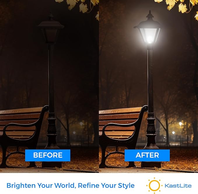 KASTLITE Black Outdoor Lamp Post Fixture - Fits 3" Light Poles for Outside Lighting - Waterproof E26 Base Lantern for Yard Patio Deck Garden Porch Mailbox Driveway & Street Lights - USA Made, Tudor