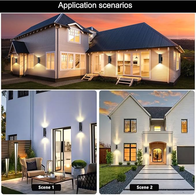 4 Pack 14inch Outdoor LED Wall Lights,Day White 4000K 1800LM Up&Down Outdoor Wall Light Aluminum Body Waterproof IP65 E26 Base led Porch Light for Wall Patio Garage Garden