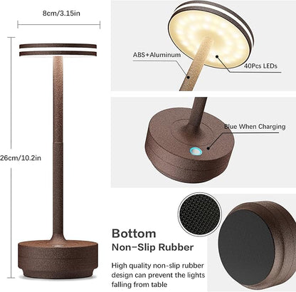 Hapfish 2 Pack Cordless Table Lamps Rechargeable, 5000mAh Battery Powered Lamp, 3 Color Modes, Dimmable, LED Table Lamps for Living Room,Outdoor, Dinner,Patio,Restaurant – Rust