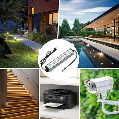 inShareplus 12V 30W Power Supply,LED Driver AC 90-265V to DC 12 Volt 2.5A IP67 Waterproof, Low Voltage Transformer, Outdoor Driver with 3-Prong Plug 3.3 Feet Cable for LED Light, Outdoor Use