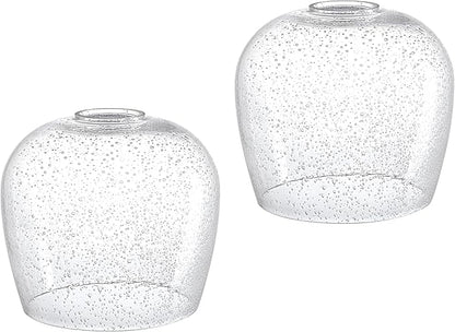 2 Pack 6.1 Inch Clear Seeded Glass Lamp Shade Pendant Ceiling Chandelier Wall Sconce Light Replacement Oval Glass Shade Fixture Over Sink Kitchen Island