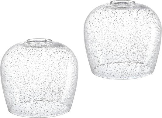2 Pack 6.1 Inch Clear Seeded Glass Lamp Shade Pendant Ceiling Chandelier Wall Sconce Light Replacement Oval Glass Shade Fixture Over Sink Kitchen Island