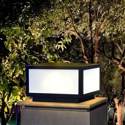 Outdoor Modern Post Light, LED Fence Deck Cap Light High Voltage Wired Lantern Column Lamp for Flat Surface Patio Garden Decoration with IP54 (Hardwiring, 24X24IN)