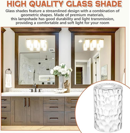 6 Pcs Clear Hammered Glass Shade Replacements for Pendant Light Fixtures Glass Lamp Shade Cover, 1-5/8 Inch Fitter E26 Base, 4"w x 6"h, Replacement Lamp Globe for Chandelier Wall Sconce