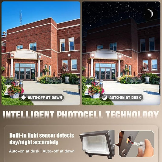 LED Wall Pack Light 120W/96W/72W with Dusk to Dawn Photocell,18000LM 1000W HPS/HID Equiv.,6000K/5000K/4000K Daylight Outdoor Security Lighting, Commercial Wall Mount Lights for Warehouse,Yard - 4Pack