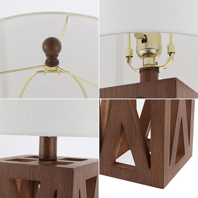 JONATHAN Y JYL1062A-SET2 Stewart 21.5" Wood LED Table Lamp Farmhouse, French Country, Rustic, Bohemian, Bedroom, Living Room, Office, College, Bookcase, Brown (Set of 2)
