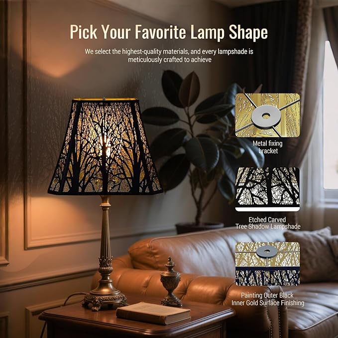 Large sconce lamp shade,metal spider rectangle lamp shade,modern lamp shades,table lamp shade for bedroom or living room (8+6.1)" Top x (13.8+8)" Bottom x 11" Hight,black