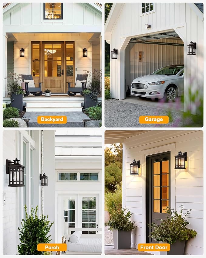Porch Lights Outdoor with Motion Sensor, 2 Packs Oil Rubbed Bronze Outside Lantern Fixtures Wall Mount, Aluminium Anti-Rust Exterior Wall Light, Dusk to Dawn Coach Light for Garage Patio Entry