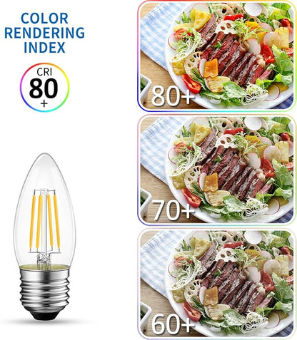 ANWIO B11 LED Filament Bulb E26 Candelabra Base 6W(60W Equivalent), Dimmable 2700K Warm White Chandelier Decorative Candle Light Bulb (6-Pack)