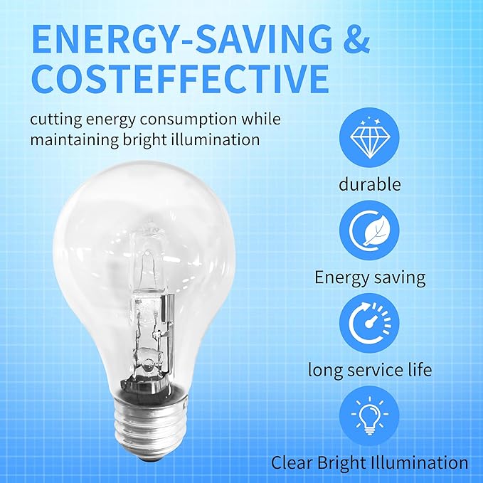 043168787963 78796 Halogen Light Bulbs 43 Watt 120V A19 with E26 Base for Table Lamps and Enclosed Fixtures, 6-Pack.